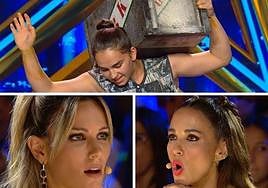 Udane levantando la piedra de 88 kilos ante el asombro de Edurne y Paula Echevarría.