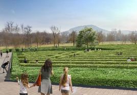 Recreación del laberinto vegetal que se proyecta en el jardín botánico de Olárizu.