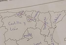 Imagen del ejercicio de Geografía del alumno.