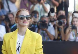 Chastain en su llegada a Donostia.