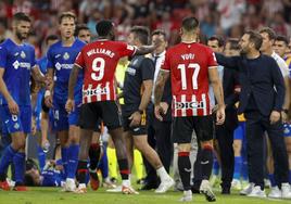 Iñaki Williams y José Bordalás se enzarzaron al término del encuentro del pasado miércoles.