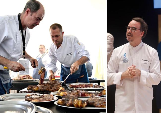 Jon G. de Zárate y Juan Antón (Zaldiaran) en el Campeonato de Parrilla. A la derecha, Paco Morales del restaurante Noor, Córdoba.