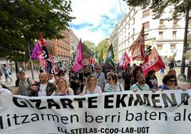 Manifestación de los profesores de la concertada este martes en Bilbao.