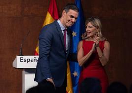 Pedro Sánchez y Yolanda Díaz, en la presentación del acuerdo.