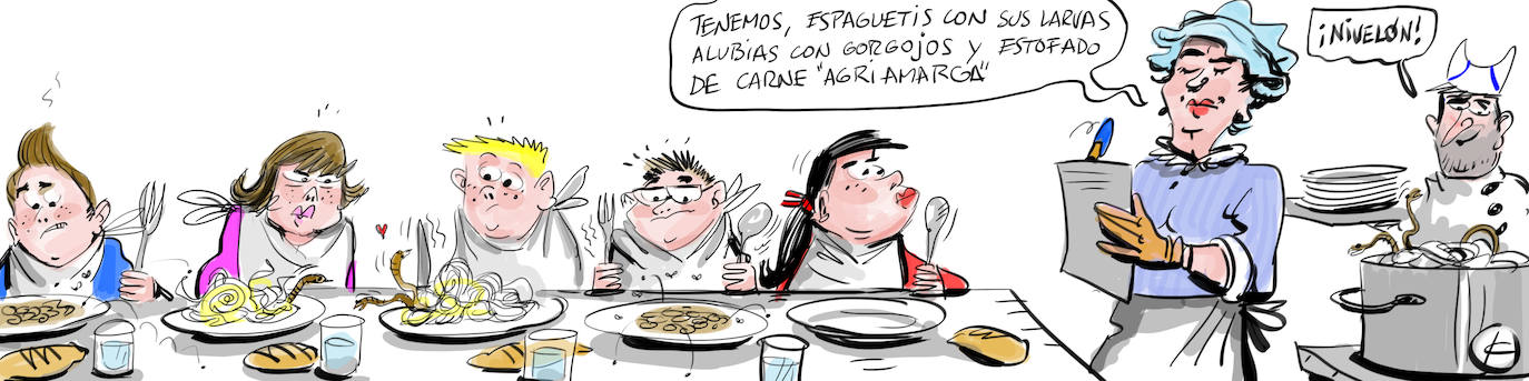 La viñeta de Cerrajería y la empresa del menú escolar de la ikastola Ikasbidea de Durana