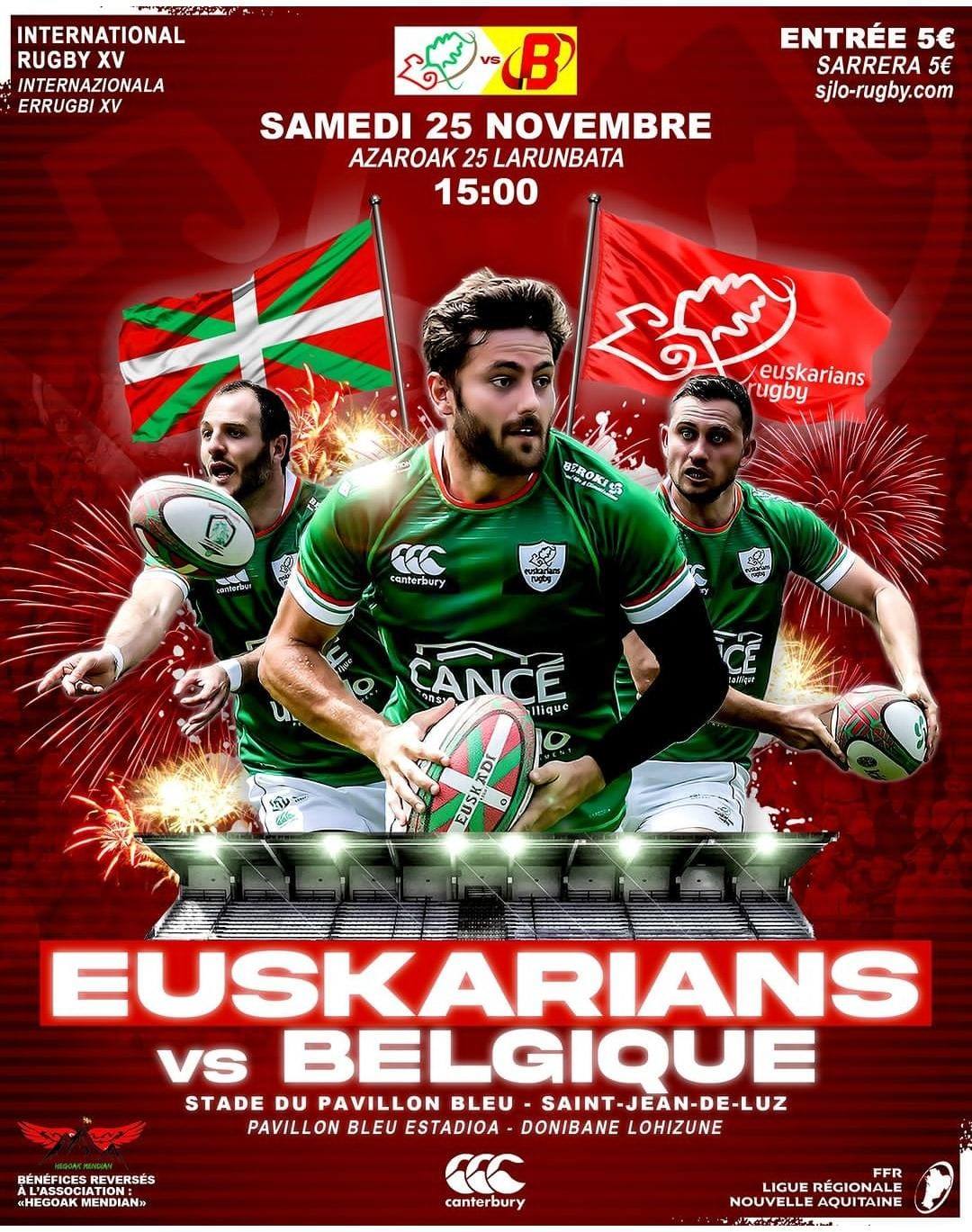 Euskadi-Belgica de rugby, un ensayo de oficialidad