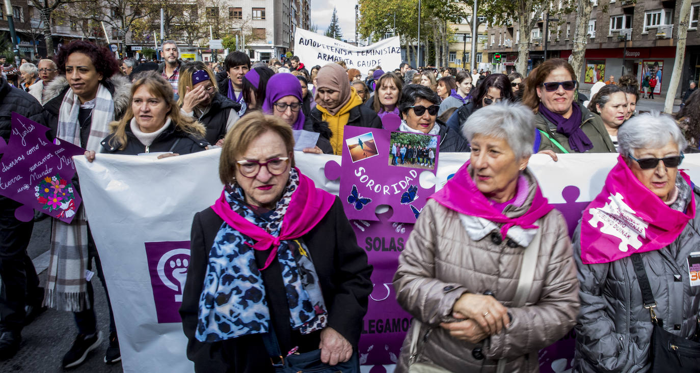 La manifestación en Vitoria contra la violencia machista, en imágenes