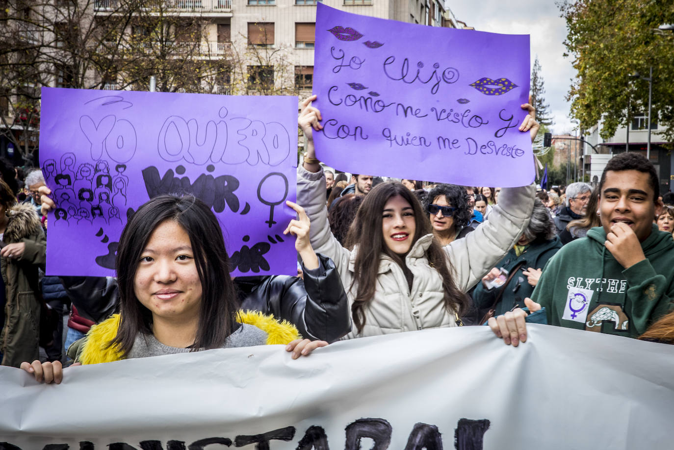 La manifestación en Vitoria contra la violencia machista, en imágenes