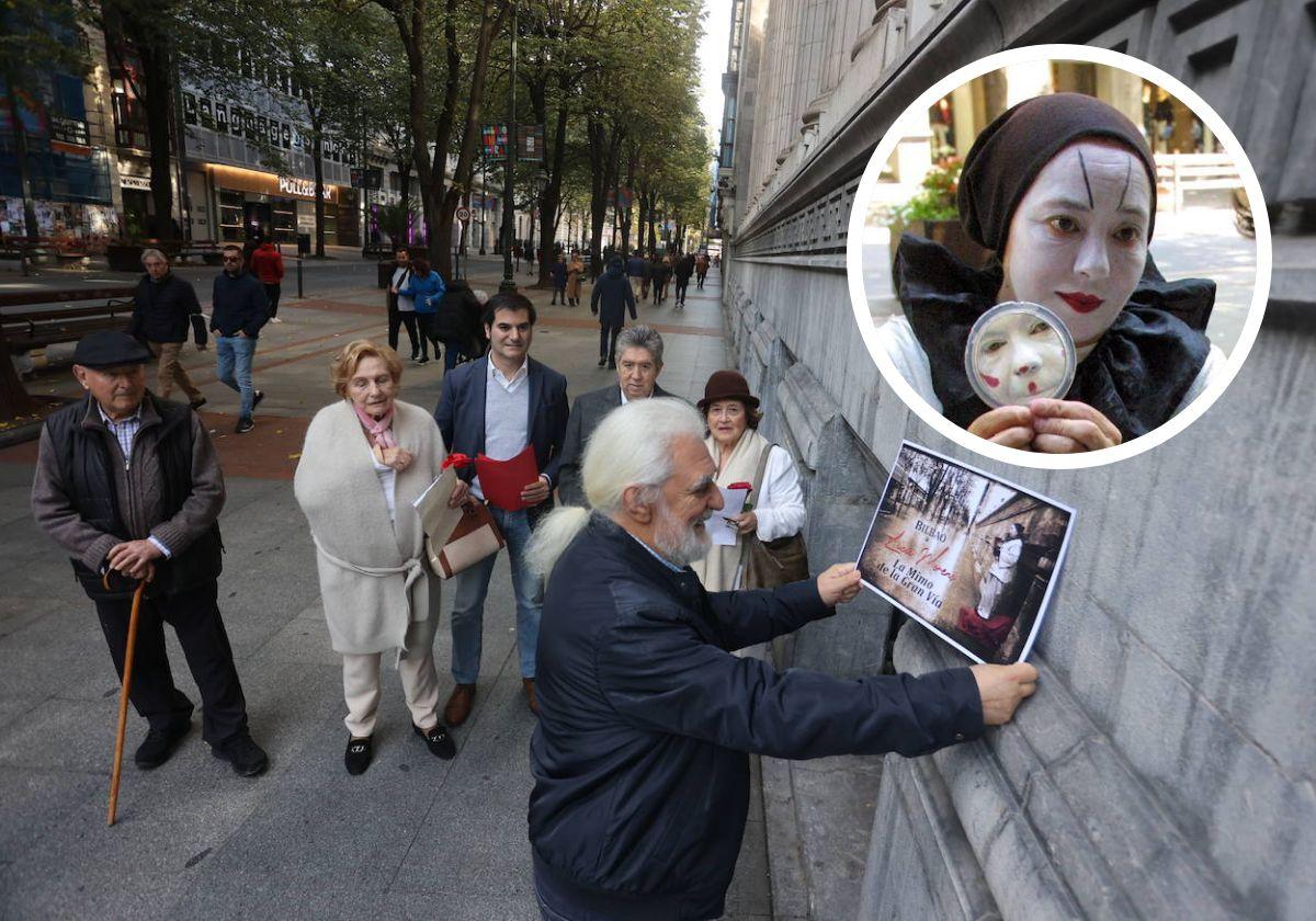 Un momento del homenaje, a la altura del nº 12 de Gran Vía.