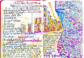 La calle situada justo detrás de la torre de Gálata.