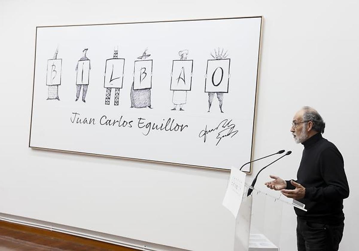 Jose Ibarrola, delante de la obra.