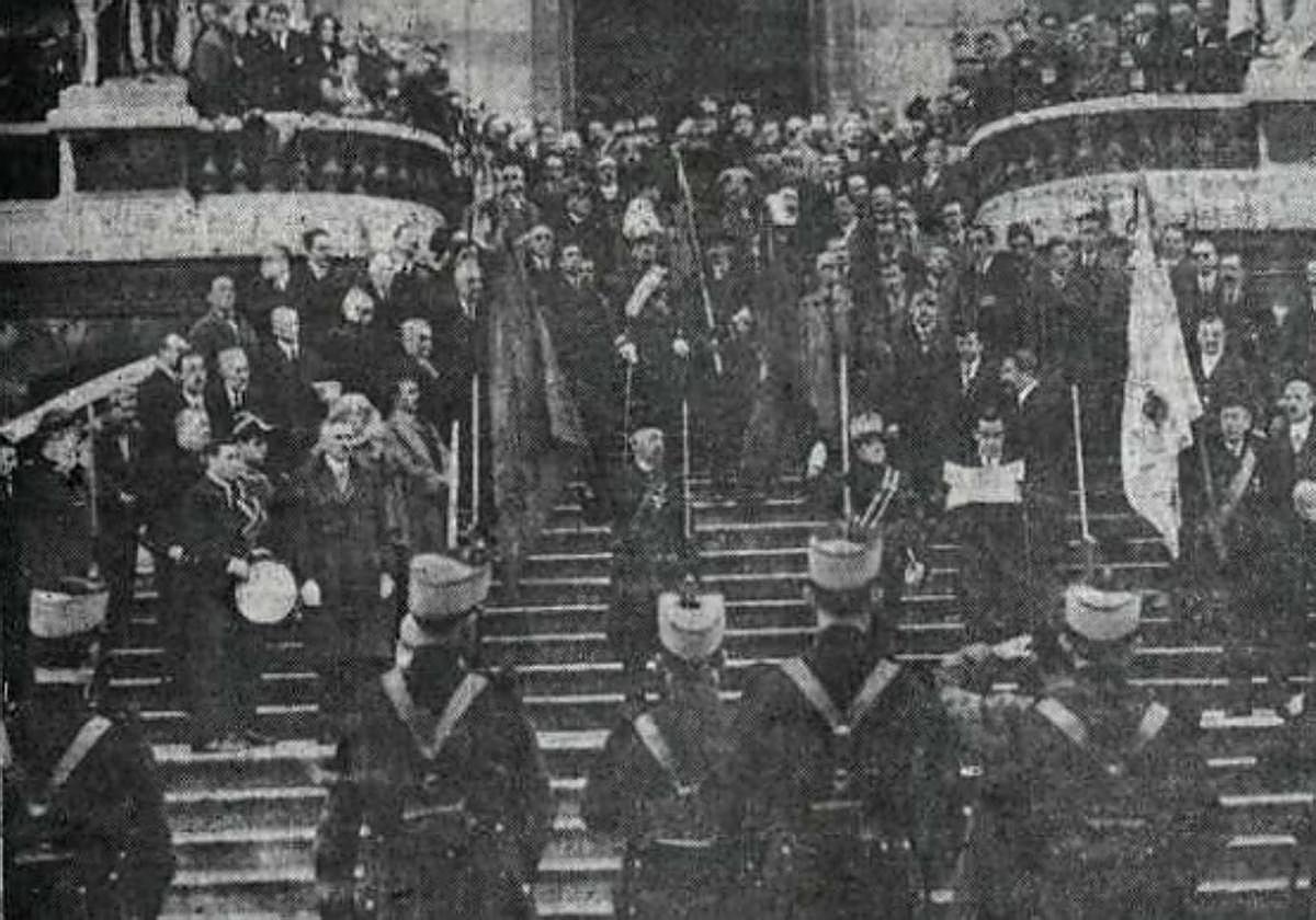 Conmemoración del sitio de Bilbao en el Ayuntamiento, el 25 de diciembre de 1923.