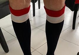 Las piernas de Sarabia, en la fotografía compartida por su hijo.