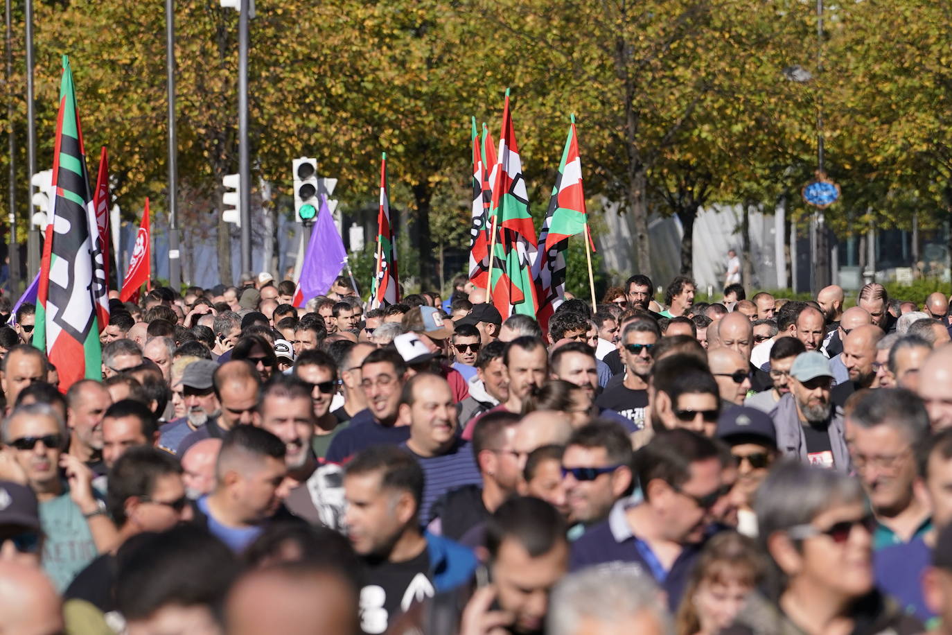 Manifestacion durante una jornada de huelga del sector Metal de Bizkaia.