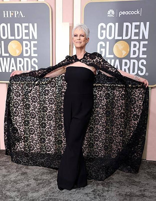 Jamie Lee Curtis, sobre la alfombra de los Golden Globes.