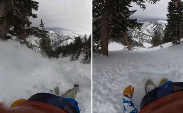 Una avalancha arrastra a un snowboarder casi 100 metros