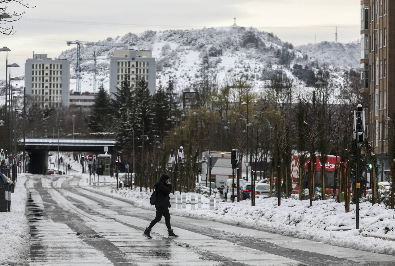 Fotos: Álava convive con la nieve en la segunda jornada del temporal