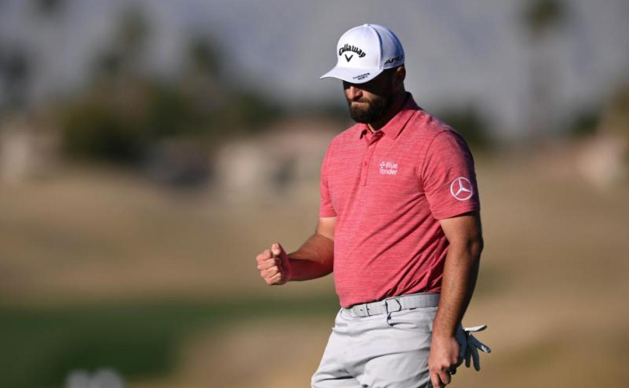 Rahm aprieta el puño tras realizar un buen golpe en La Quinta, donde ganó el American Express. 