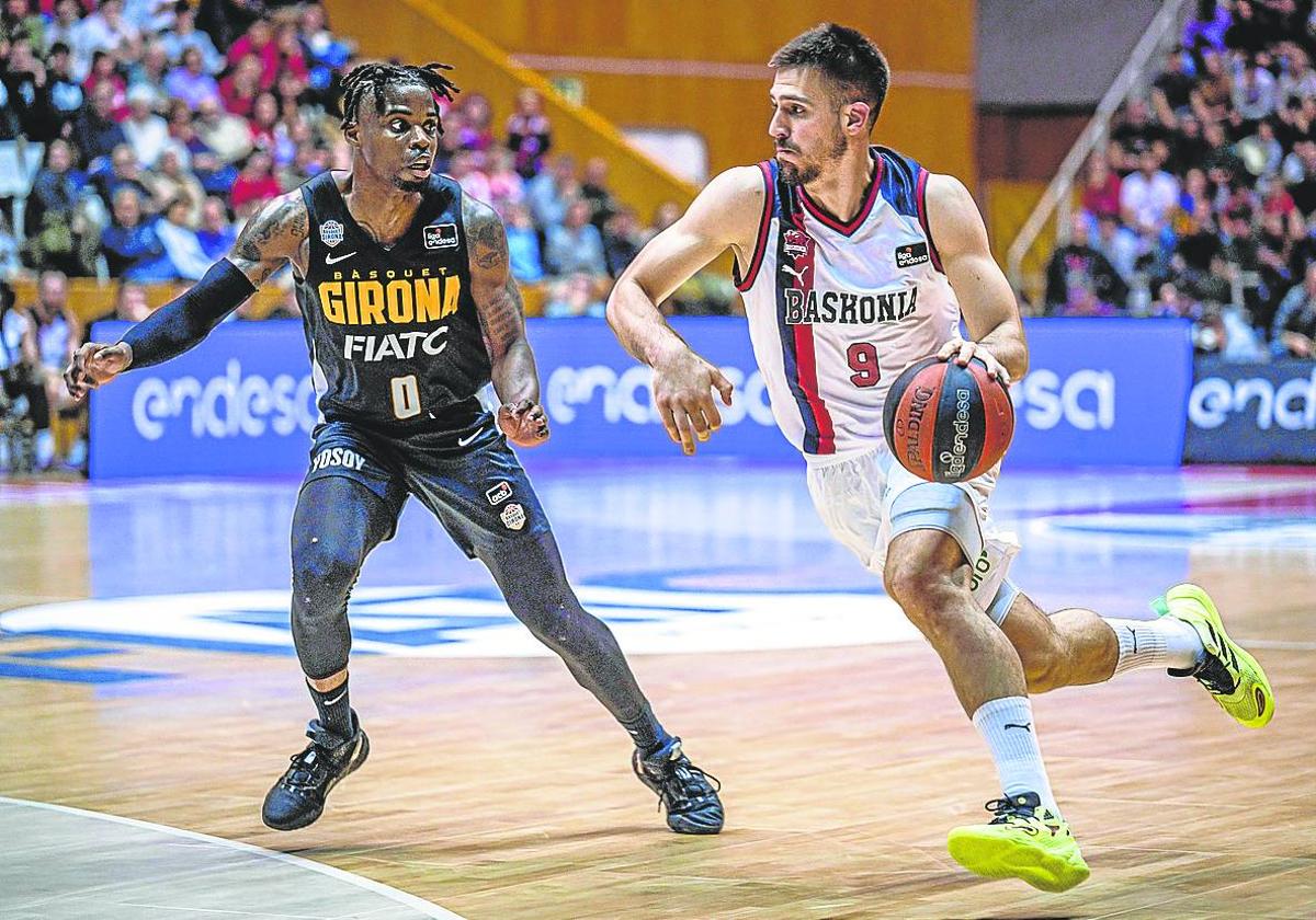 Marinkovic, durante el encuentro del sábado en la cancha del Bàsquet Girona.