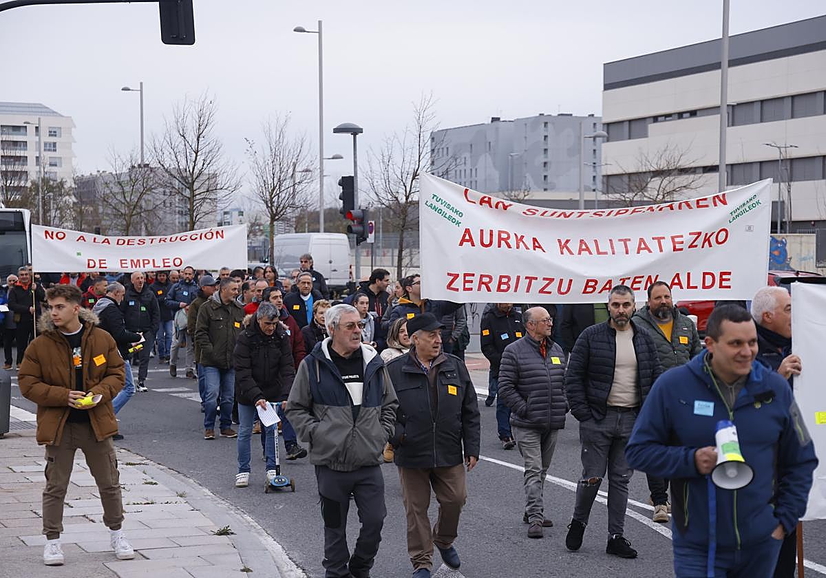 Manifestación de los trabajadores de Tuvisa durante la semana pasada.