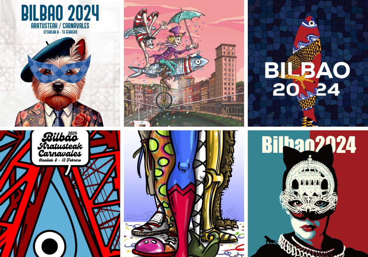 Los seis finalistas para ser el cartel de Carnaval 2024 en Bilbao