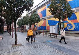 Las taquillas se han instalado en la fachada de la plaza del mercado de la calle peatonal de San Pelayo.