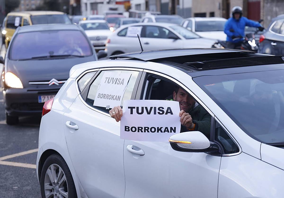 Imagen de la marcha de protesta de los trabajadores de Tuvisa.
