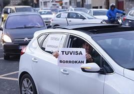 Imagen de la marcha de protesta de los trabajadores de Tuvisa.