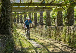 Un aficionado a la bicicleta disfruta de los parajes naturales de Urdaibai.