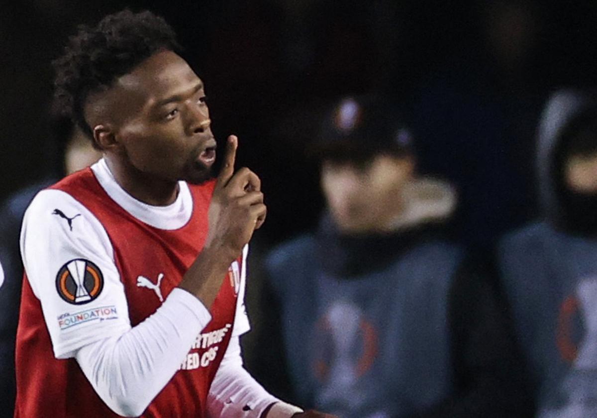 Djaló celebra su gol en el partido de la Europa League