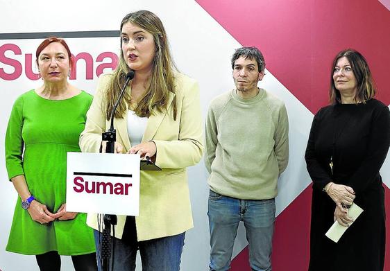 Representantes de Equo, Sumar Mugimendua, IU y Más Euskadi presentaron ayer su acuerdo.