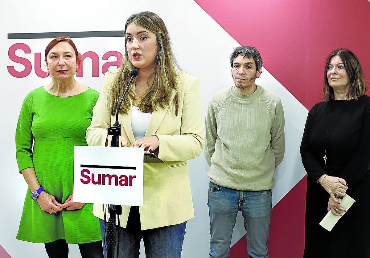 Representantes de Equo, Sumar Mugimendua, IU y Más Euskadi presentaron ayer su acuerdo.