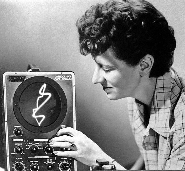 Estética personal. Mary Ellen Bute con un oscilógrafo.