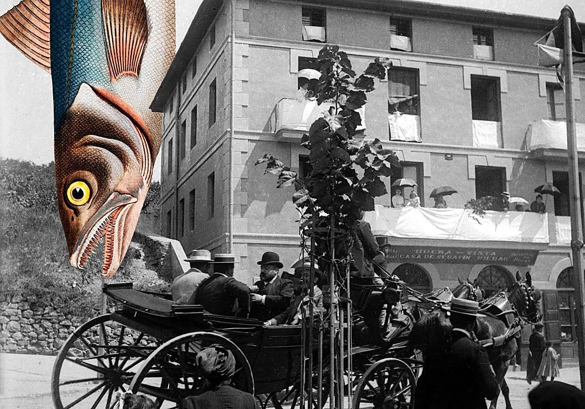 Merluza y restaurante Buenavista en torno al año 1900.