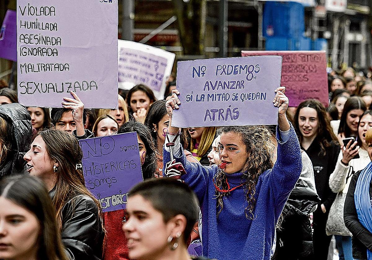 Igualdad. Manifestación de estudiantes con motivo del 8-M celebrada el año pasado.