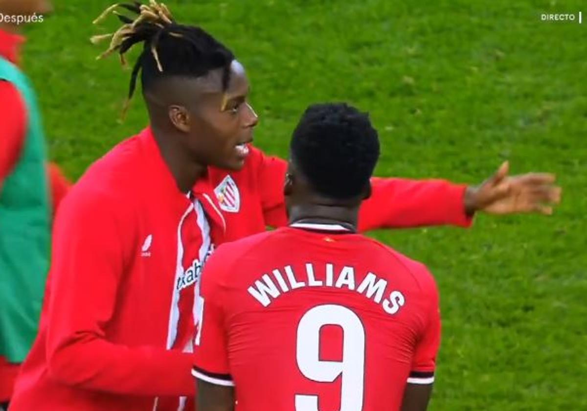 Nico e Iñaki Williams durante la discusión.