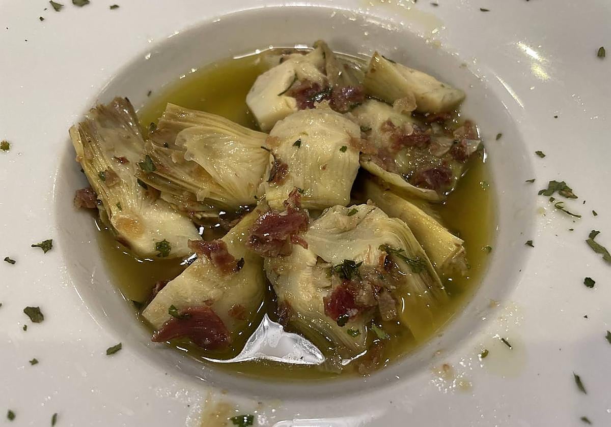 Alcachofas con jamón.