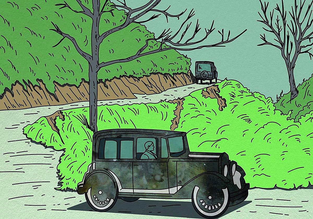 El primer coche que subió al Pagasarri