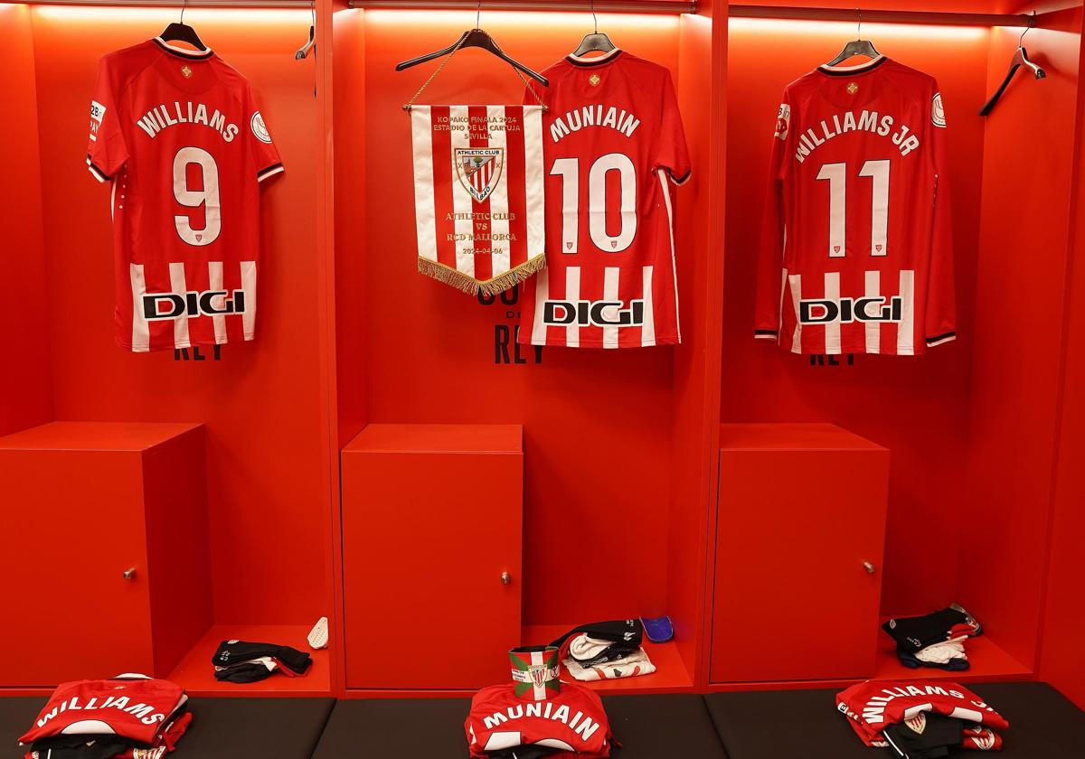 El vestuario del Athletic, listo ya en La Cartuja