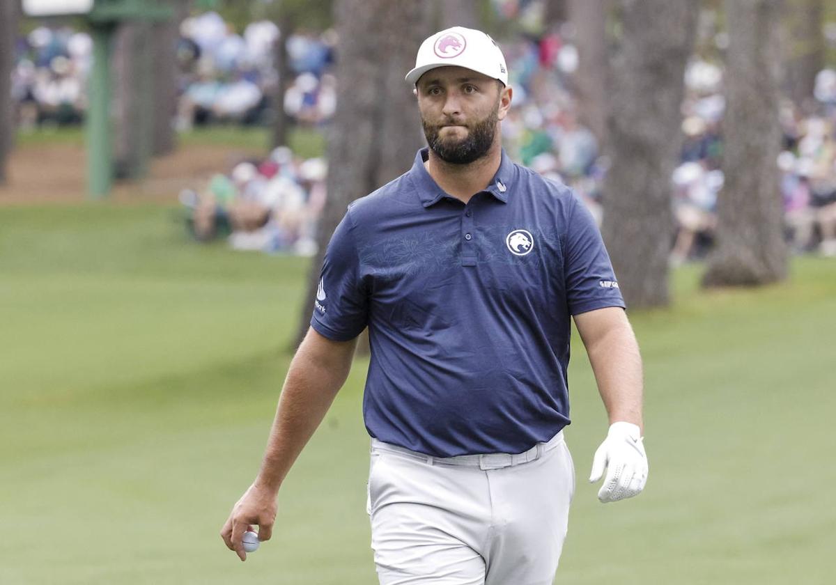 Jon Rahm, durante su vuelta de entrenamiento de este martes.