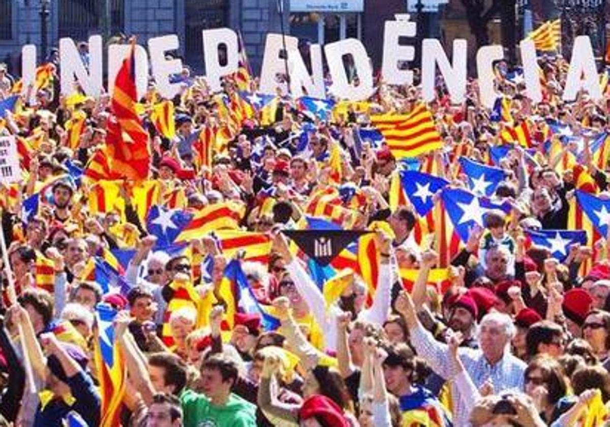 Manifestación a favor de la independencia en Cataluña.