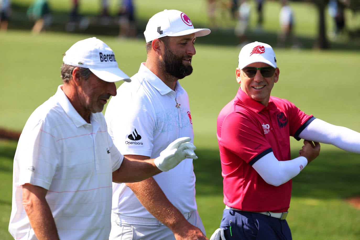 Olazabal, Rahm y García entrenaron juntos el miércoles.