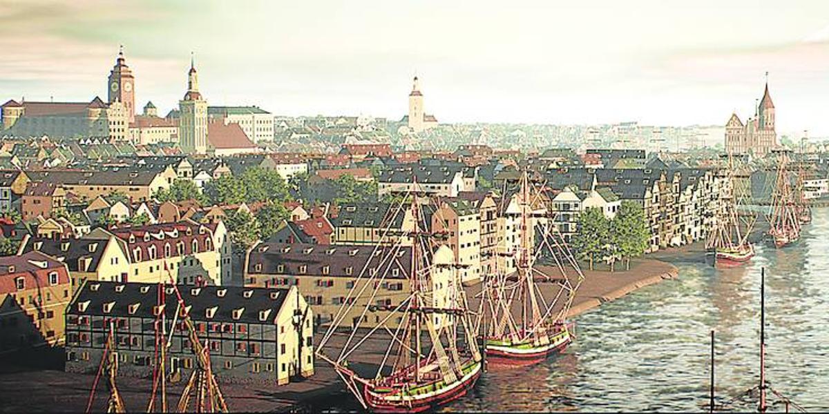 Reconstrucción virtual de Königsberg en el siglo XVIII.