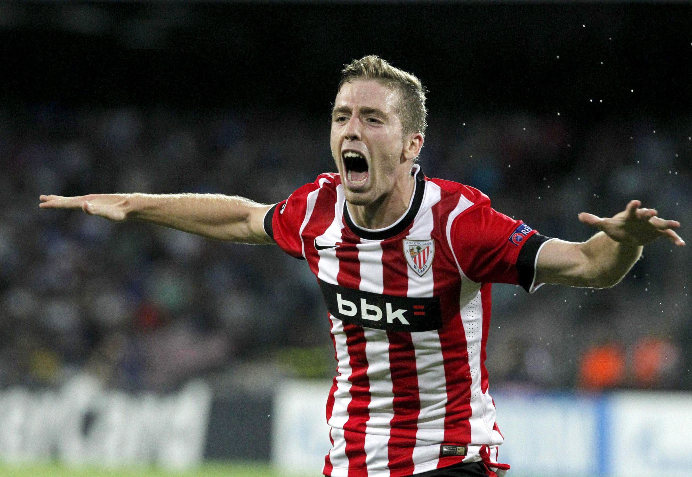 Muniain celebra un gol con el Athletic en Europa