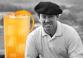 Howard Kendall en su época como entrenador de fútbol en Bilbao (fuente Athletic Club) y cóctel con zumo de naranja.