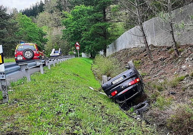 El turismo que ha volcado.