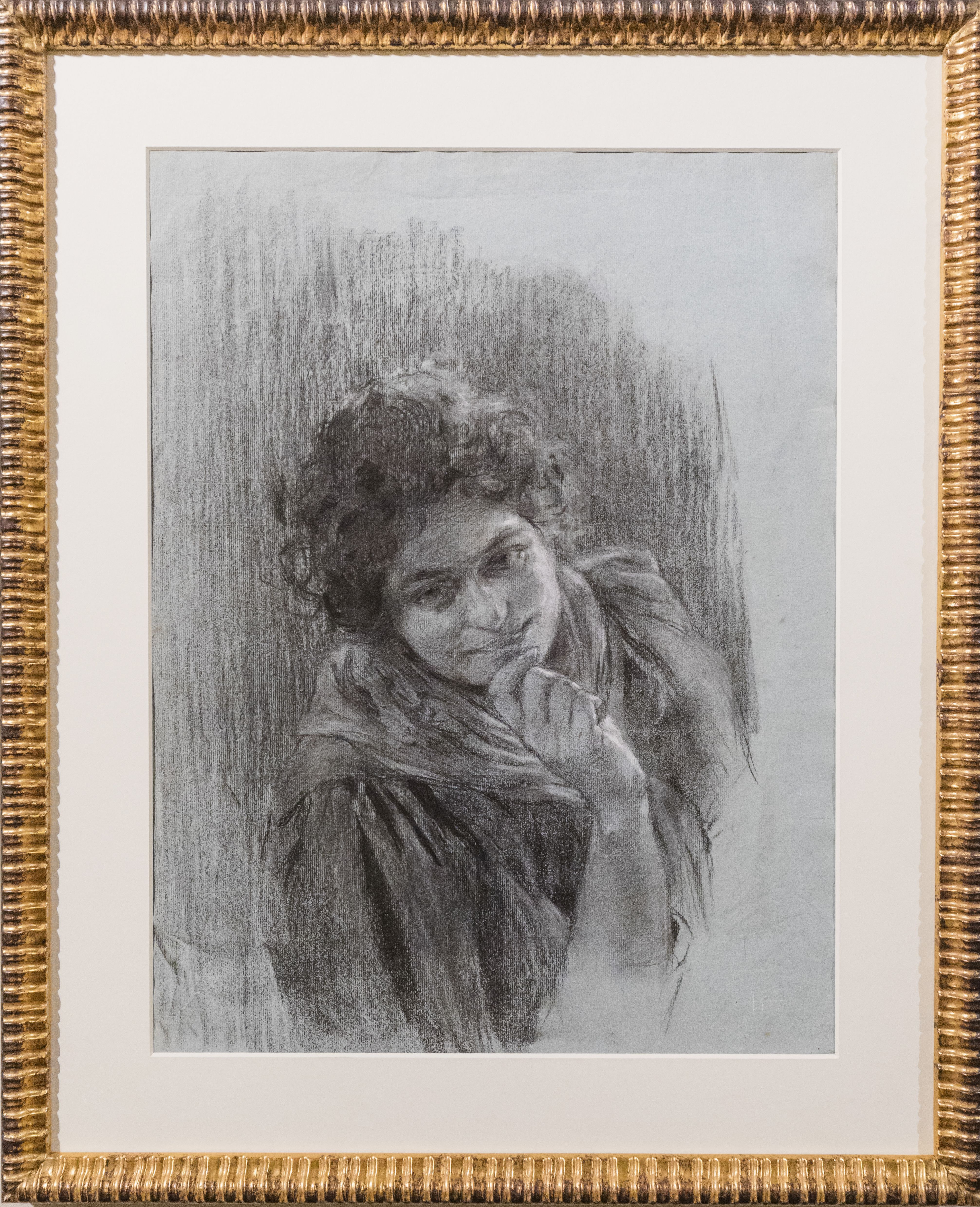 Fernando de Amárica pintó hacia 1895-1896 este retrato a carboncillo. La figura es la de Antonia Proietti, modelo de Amárica y Díaz Olano.