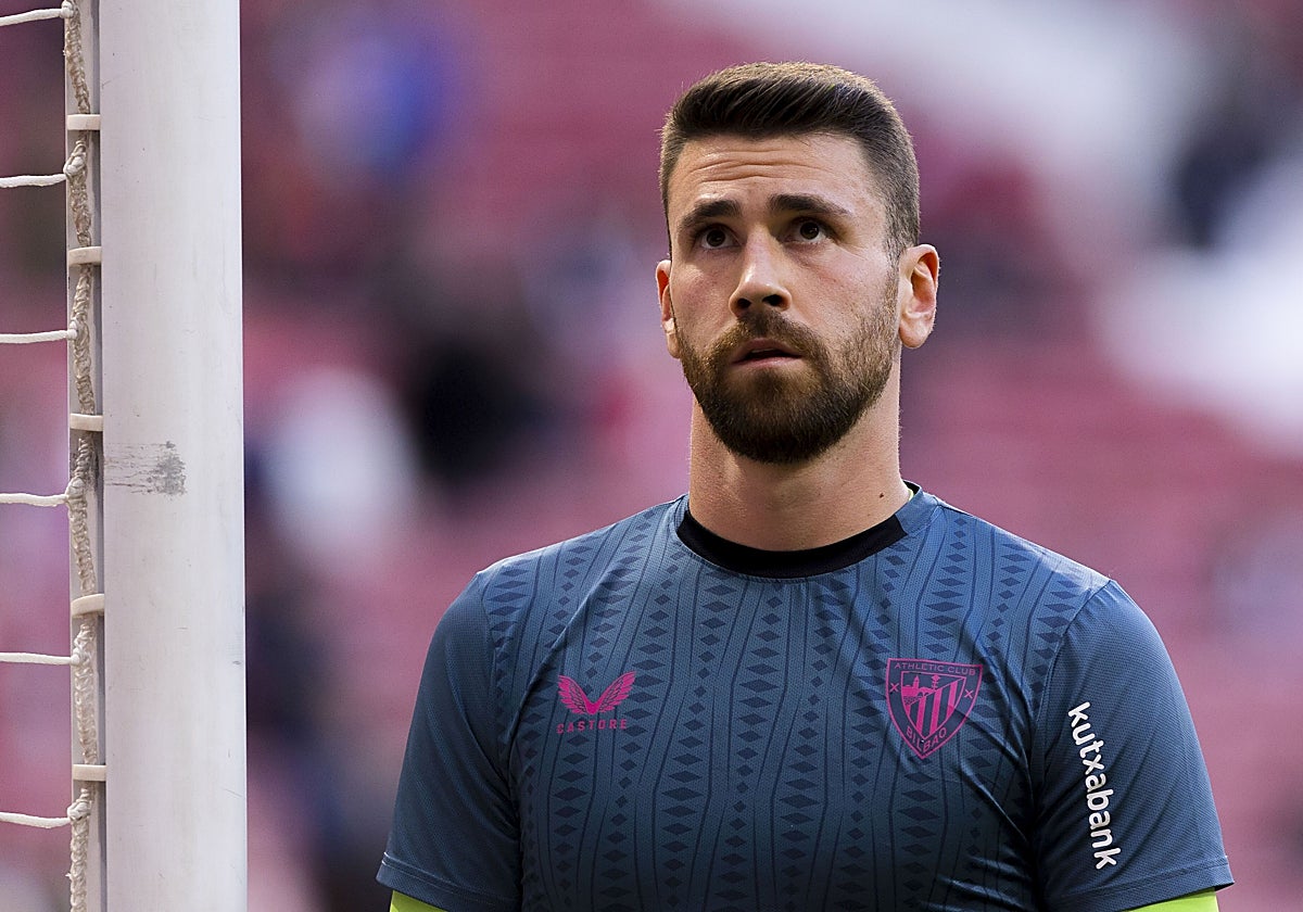 Unai Simón en el Metropolitano de Madrid.