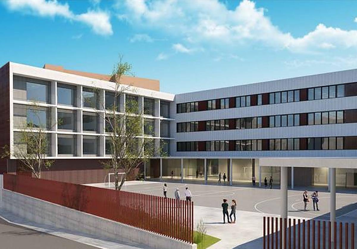 Infografía del nuevo edificio escolar que se levantará en el mismo solar, junto al bidegorri, con el patio abierto hacia la calle Rubén Darío.