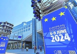 Vista de la entrada de la sede del Parlamento Europeo en Bruselas.